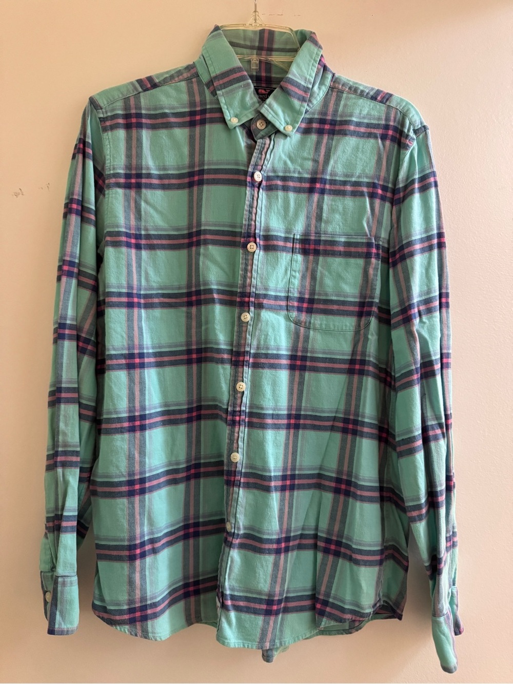 Vineyard Vines Men's Mint Green Plaid Button-Down Shirt